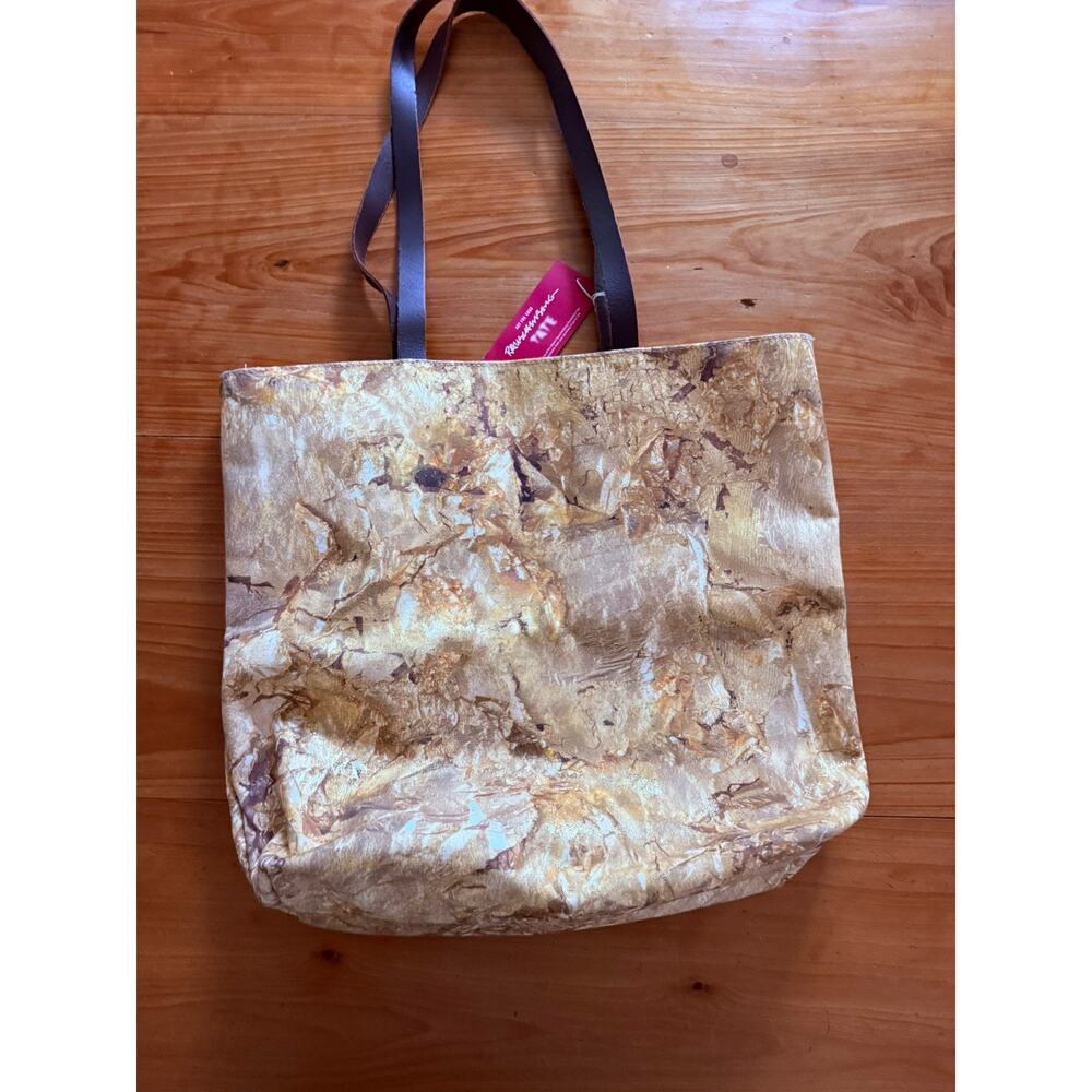 Tate Rauschenberg (Gold Painting) Canvas Tote Bag/ Purse w/leather straps NWT